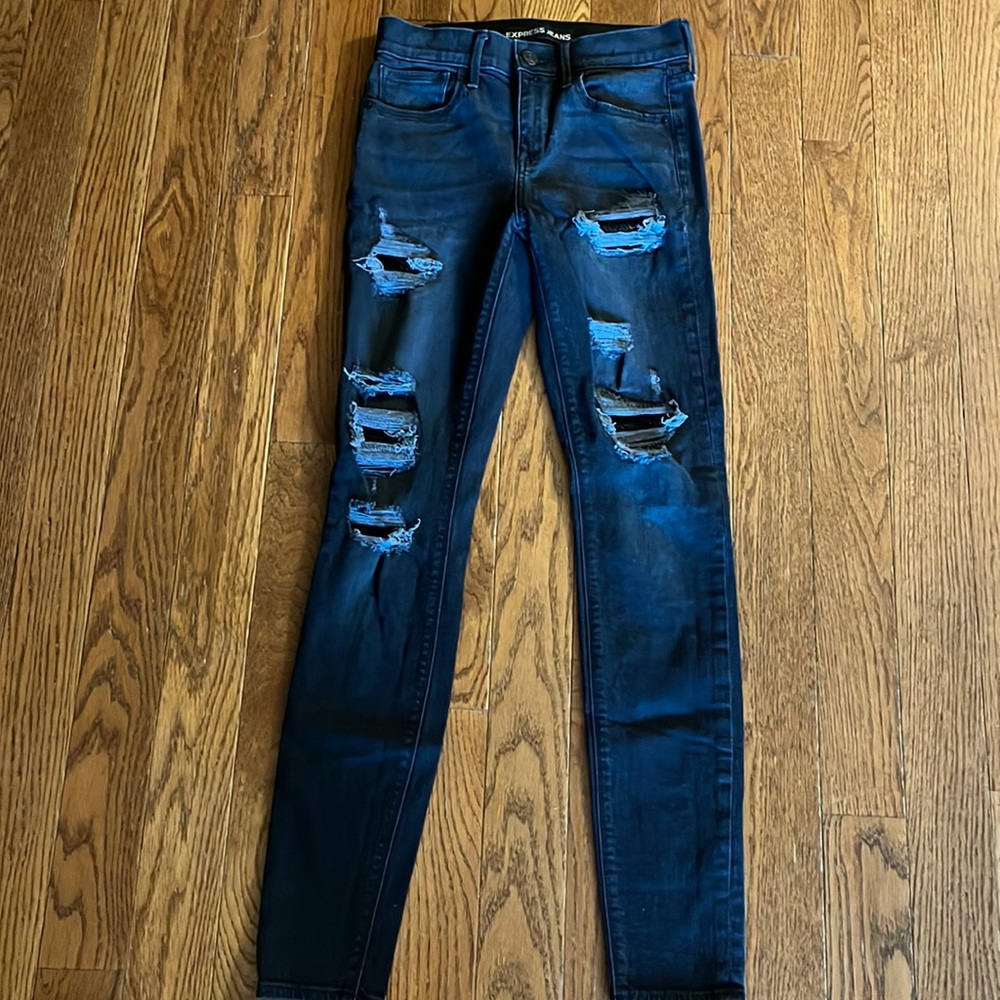 NWOT Express Black Ripped Sparkle Jeans